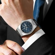 POEDAGAR Business Mens Stainless Steel Waterproof Luminous Quartz Watches with Dual Calendar Display