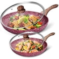 thumbnail image 1 of CSK 26cm & 30cm (10" & 12") Red Granite Aluminum Nonstick Frying Pan Set with Lids,, 1 of 5