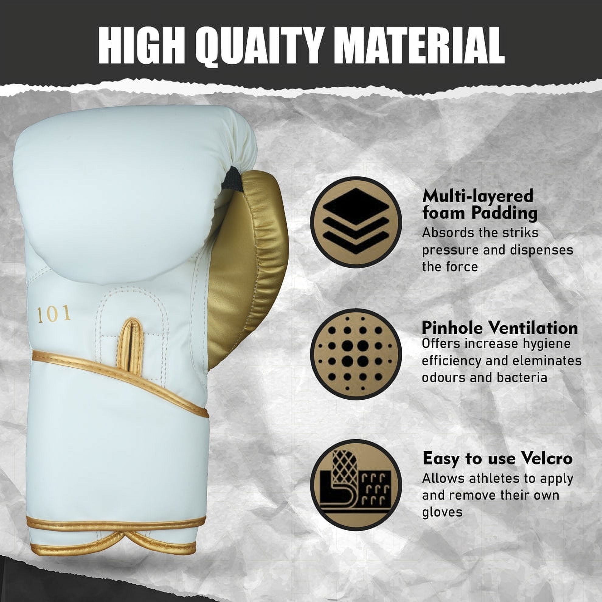 High Line White Boxing Gloves for Men and Women| Premium Punching Gloves/Boxing Training Gloves Made with Faux Leather| Free Wrist Wraps and Bag Included (10 oz, 12 oz, 14 oz & 16 oz)