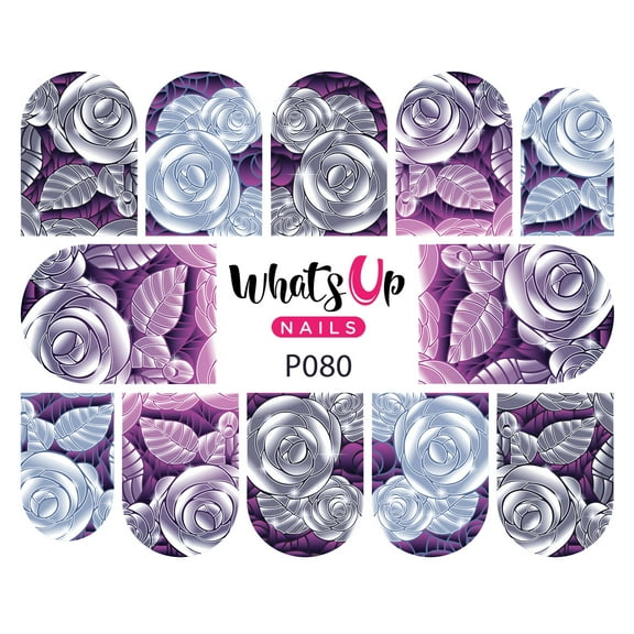 Whats Up Nails P080 Edgy Roses Water Decal Sliders for Nail Art Design