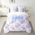 thumbnail image 2 of Manfei Princess Ribbon Child Twin Bedding Sets 7-Piece, Pink Blue Princess Bedding Comforter Set, Romantic Rose Flower Reversible Sheet Sets, Ultra Soft Home Decor, 2 of 7