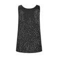 thumbnail image 4 of Staron Summer Tops for Women Sequin V Neck Sleeveless Casual Loose Party Tank Top, Black S, 4 of 5