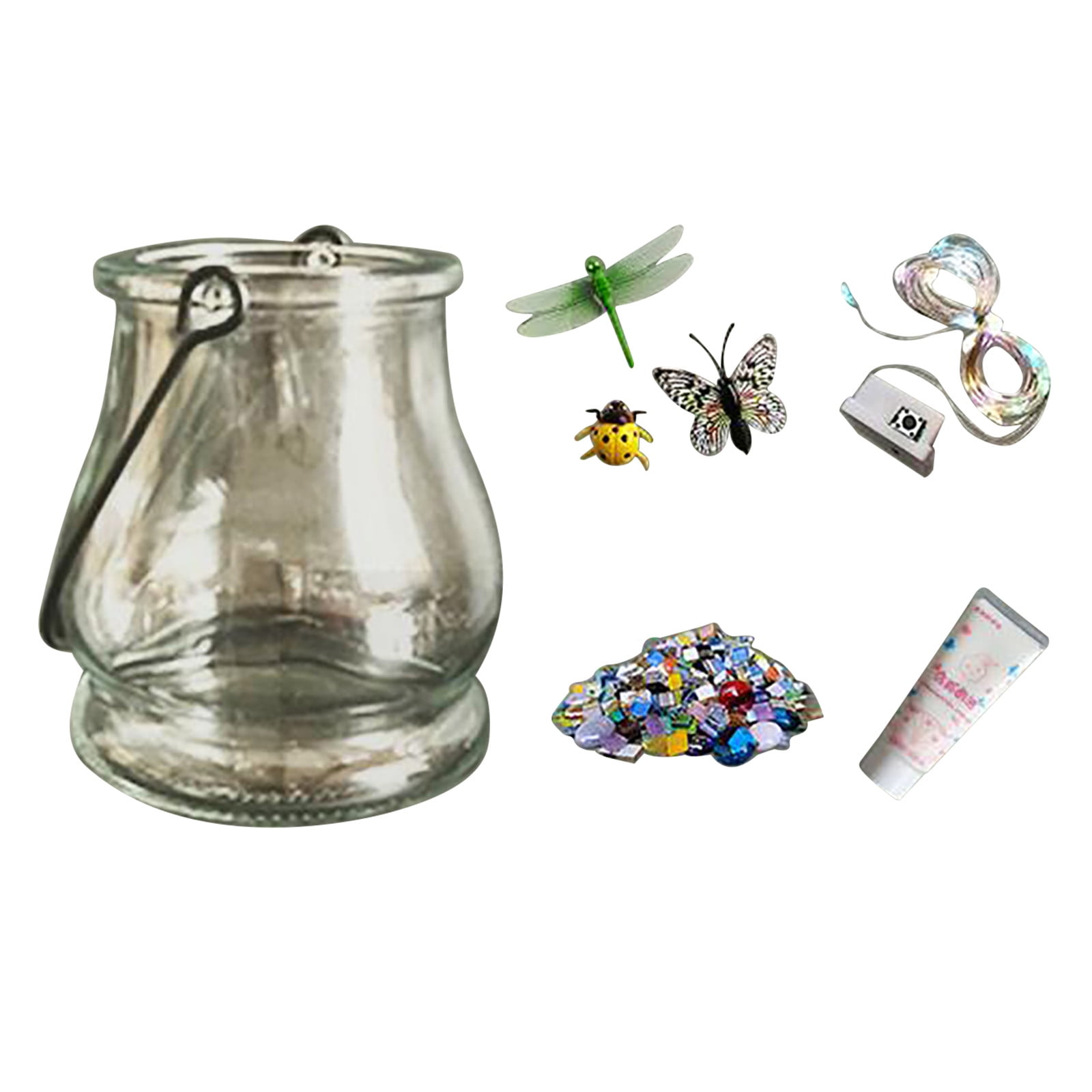 D Diy Glass Candlestick Craft Kit Mosaic Art Project For Home Decor With Led Light And Accessories