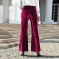 thumbnail image 7 of Sngxgn Woman Pants Women Casual Pants Solid Drawstring Elastic Waist Long Straight Pants(Red,M), 7 of 7
