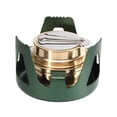 thumbnail image 1 of Mini estufa de alcohol para mochileros, quemador de alcohol de latón liviano con soporte de aluminio para acampar, caminar y hacer picnic (verde), 1 of 5