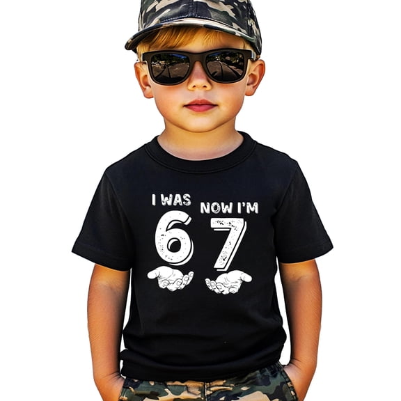 I was 6 Now I'm 7 Birthday Shirt for Kids Distressed Six Seven Hands Unisex Party Tee Black Shirt Youth Small