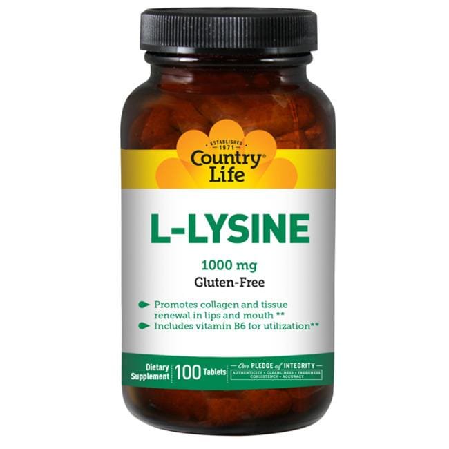 Country Life LLysine 1000mg with Vitamin B6100 Tablets Promotes