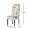 thumbnail image 3 of Noble House Peggy Indoor Contemporary Fabric Dining Chair, Set of 2, Light Beige, Blue Floral, 3 of 10