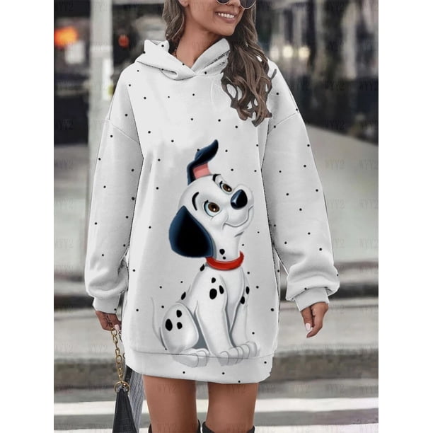 Sudadera con capucha de animales de Disney para mujer, moda Retro de Dálmatas, sudadera de dibujos animados, Jersey Harajuku lindo, vestido con bolsillo, Top