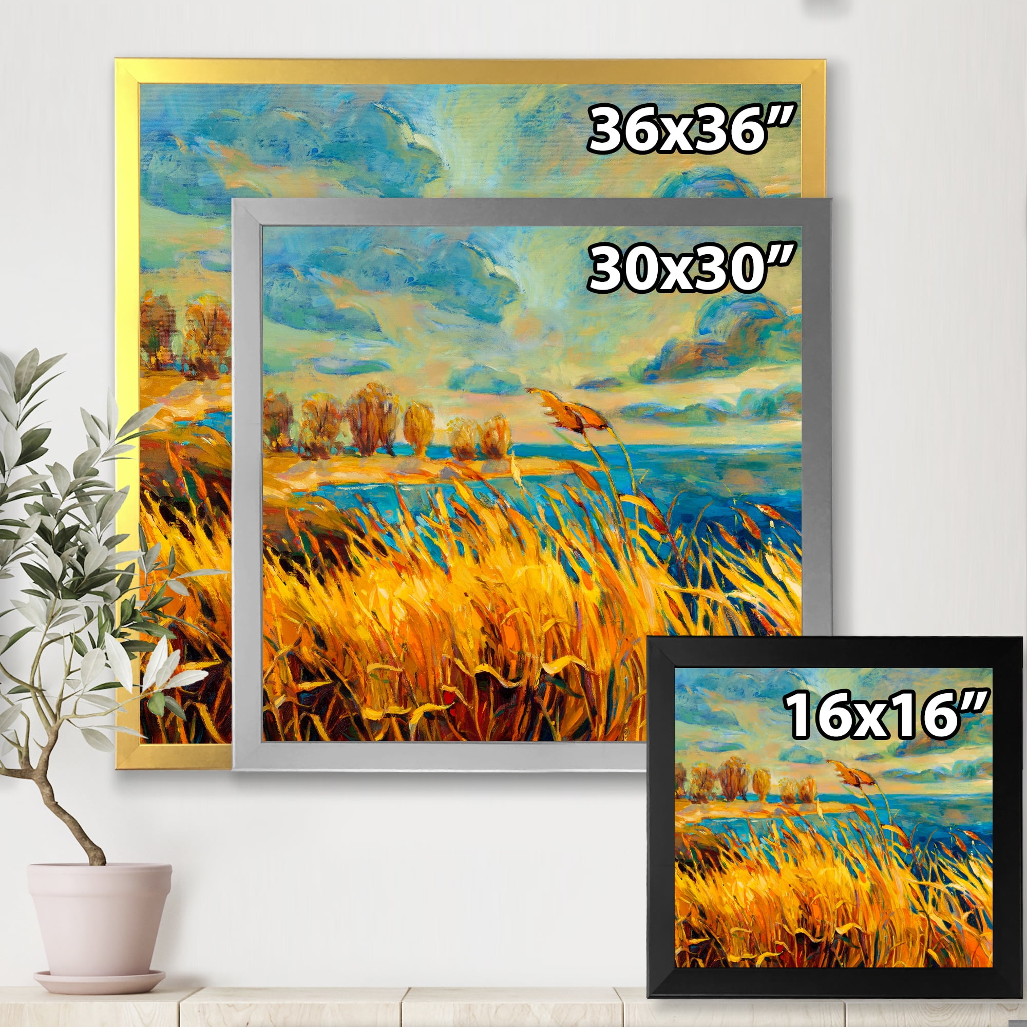 Designart 'Sunset Over Vibrant Lake' Nautical & Coastal Framed Art Print