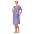 thumbnail image 3 of Aria Women's 100% Cotton Raglan Sleeve Smocked Neck Sleepwear 40" Gown, Sizes XS-5X, 3 of 8
