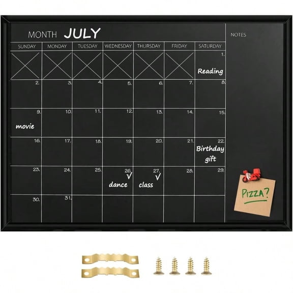 TORASO Calendar Chalkboard 17.7 x 23.6 inches Magnetic Surface Black Frame Chalk Board for Planning School Timetable Memo Hanging Board for Office School and Home YLHB-BK-4560
