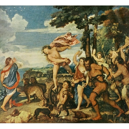 1911 Painting - Bacchus & Ariadne History of Painting 1911 Stretched Canvas - Titian (18 x 24)
