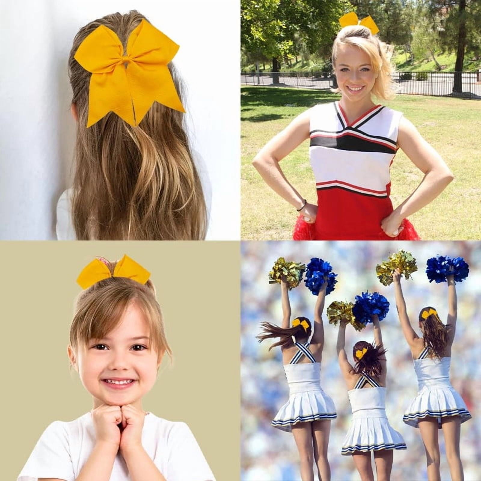 Vorkoi 2PCS Large Cheer Bows for Cheerleaders Hair Bows for Girls Softball Hair Bows Teen Girls College Sports Elastic Ponytail Holder School Cheerleading Hair Accessories 8 Inch Bows for Girls