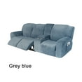 thumbnail image 2 of Yeerswag Velvet Stretch Reclining Sofa Cover Set with 10-Piece, Tan/Deep water blue, 2 of 7
