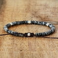 thumbnail image 3 of Natural Black Moonstone Stone Beaded Bracelet Gemstone Bracelet Adjustable NEW, 3 of 9