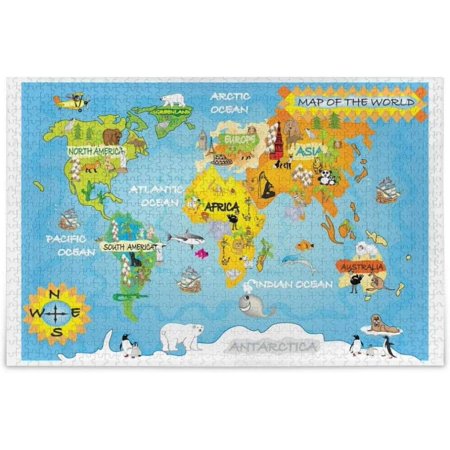 Hyjoy World Map Puzzle 500 Pieces Wooden Puzzle Artwork Jigsaw Puzzle Home Decor, 20.5 x 14.9 Inch