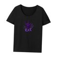 thumbnail image 3 of Camiseta para mujer de verano recuerdo suave cuello redondo camisa para viajar mochilero Negro, 3 of 7