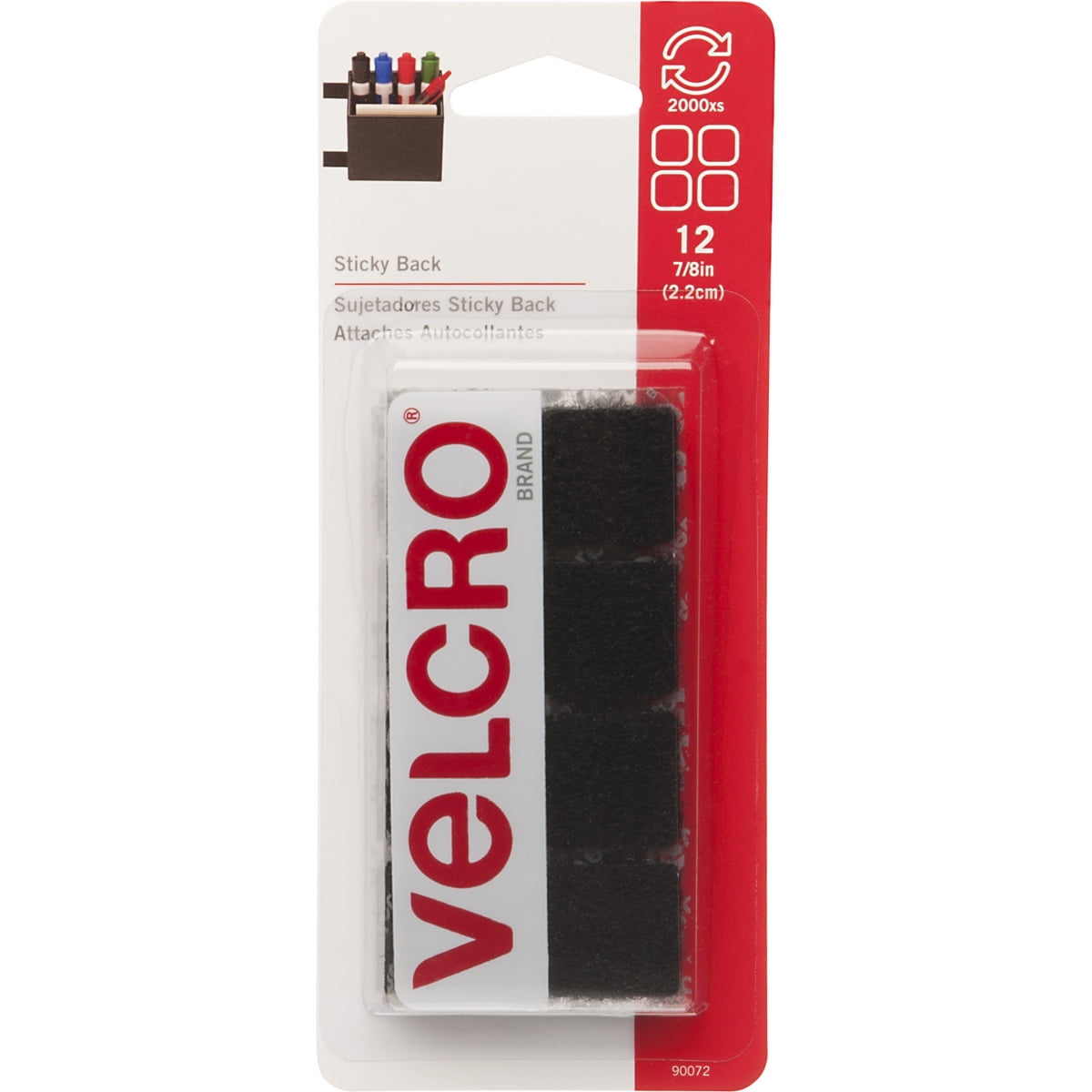 VELCRO(R) Brand STICKY BACK Squares 7/8" 12/PkgBlack