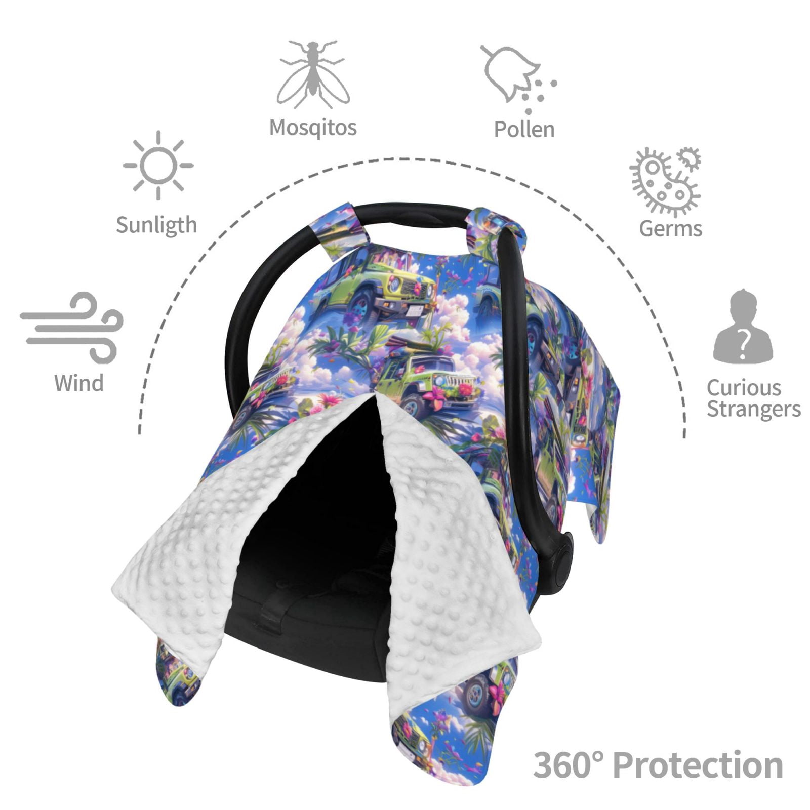 Car Seat Cover Baby - summer style green SUV Breathable Infant Car Seat Cover for Baby Carseat, Lightweight Comfort Baby Essentials Must Haves Newborn Stuff for Girl Boy