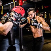UFC Compact Bag Gloves - L/XL, White/Black - Heavy Bag Training Gloves for Boxing & Mixed Martial Arts, with Form-Fit Ergonomic Hand Compartment