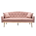 thumbnail image 5 of Convertible Velvet Futon Sofa Bed Modern European Style Loveseat Accent Sofa Tufted Button Back Sleeper Sofa Comfy Couch For Living Room Bedroom Guest Room Furniture, Pink, 5 of 7