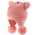 thumbnail image 5 of SuTry Boys Girls Knitted Beanie Hat Warm Ear Protection Cute Bear Ears Double Pom Poms Winter Soft Cozy Comfortable Hat(Pink,5-7 Years), 5 of 5