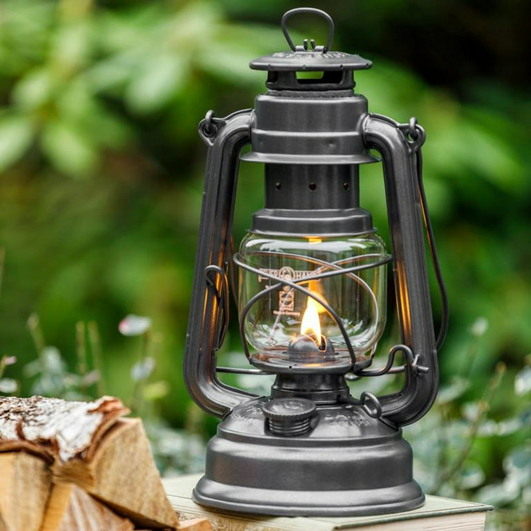 Feuerhand Outdoor Kerosene Fuel Lantern, Baby Special 276 Galvanized  Hurricane Lamp for Camping or Patio, 10 Inches, Sparkling Iron Gray 