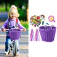 thumbnail image 1 of Cesta de bicicleta con borla de color con ratán con campana, adorno ajustable con pegatinas, manillar delantero hecho a mano, tejido a mano para niños Púrpura Sunnimix Cesta para bicicleta, 1 of 7