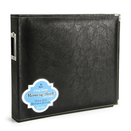 12x12 Leatherette Scrapbook - Scrapbook 3 Ring Black Faux Leather 12X12 Metal Title Plate