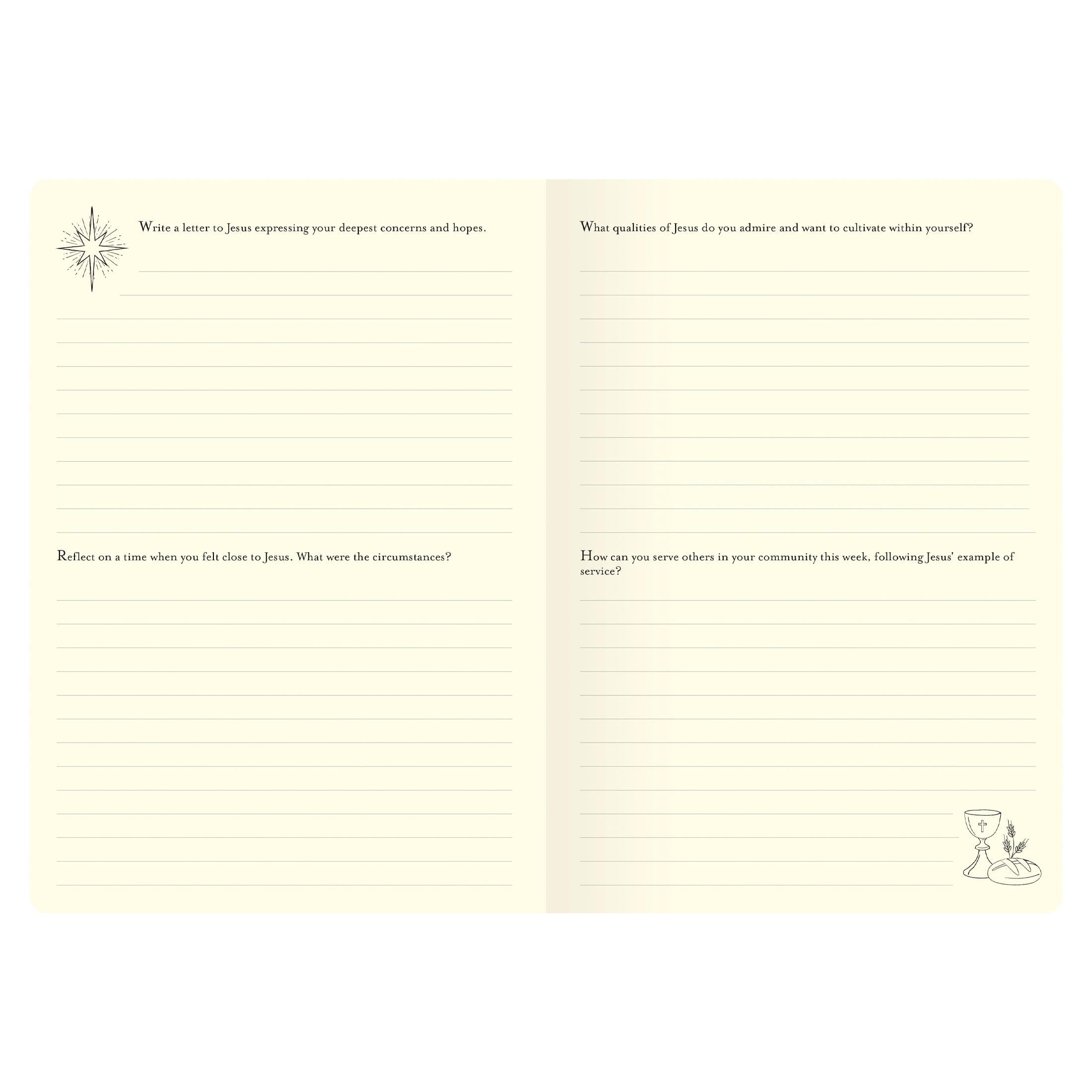 (3 pack) Piccadilly Journaling with Jesus Guided Journal for Teens 12+, 152 Pages, 6 x 8.5 in, Cream Cover