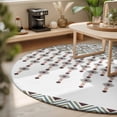 thumbnail image 4 of Round Area Rug 4ft Boho Diamond Floor Carpets Indoor Floor Area Mat Stain-Proof Mat Circle Rugs for Living Room Dining Room Kitchen Bedroom, Bohemian Geometric Stripes Beads Sofa Throw Carpet, 4 of 9