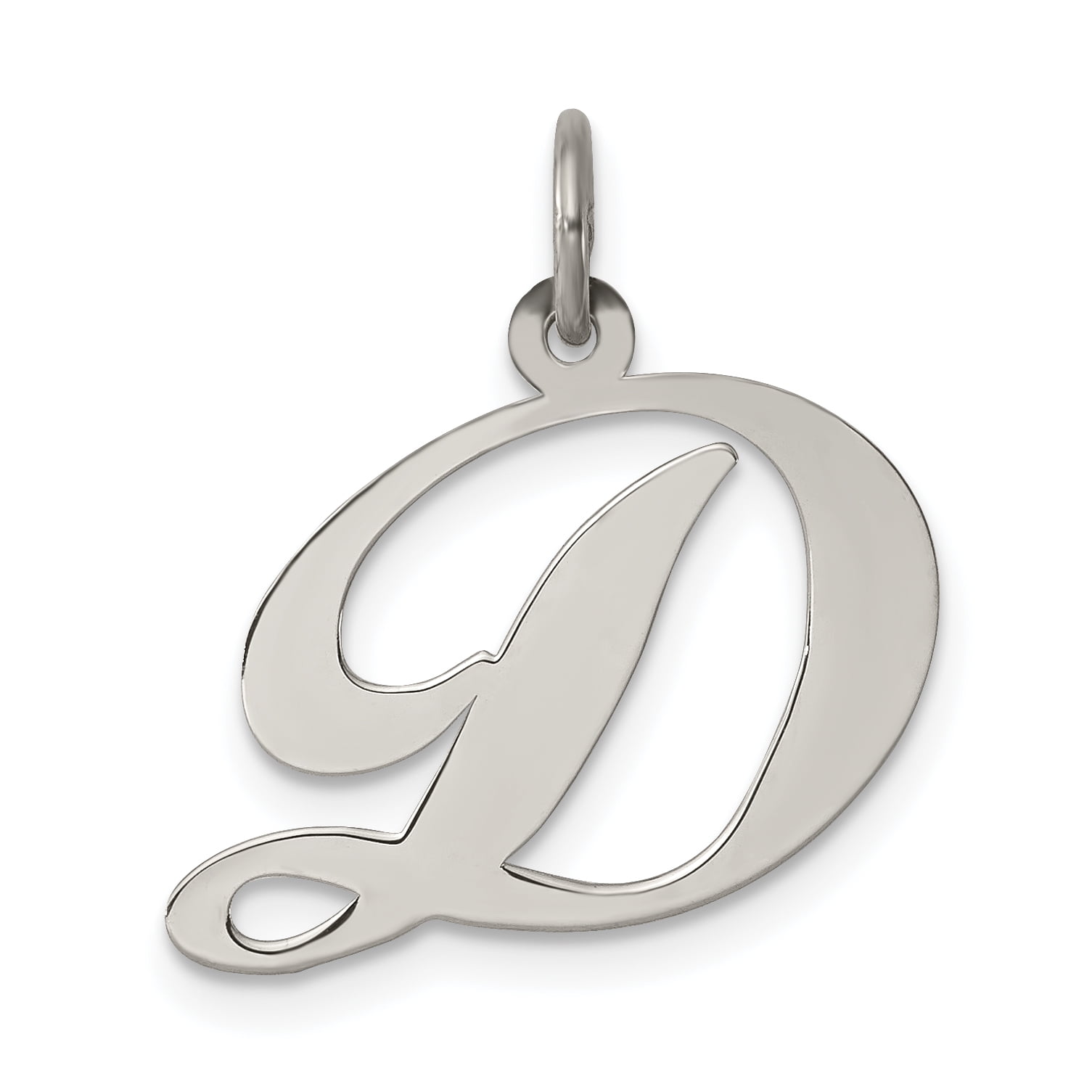 925 Sterling Silver Fancy Script Letter D Pendant Alphabet Initial Charm 