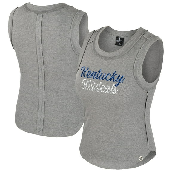 Women's Colosseum Heather Gray Kentucky Wildcats Beach You Ribbed Tri-Blend Tank Top