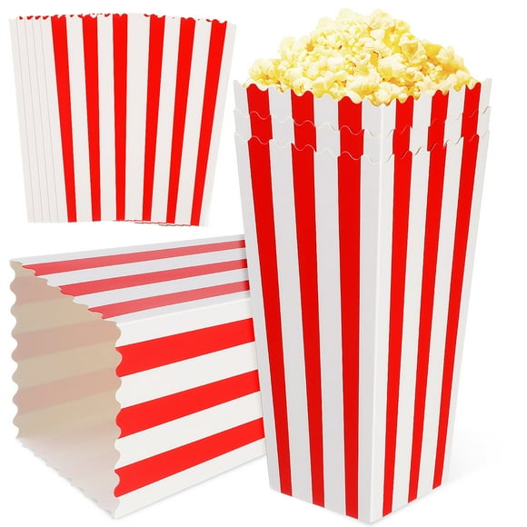 OUNONA 15Pcs Striped Paper Popcorn Containers Durable Snack Cups for Movie Service
