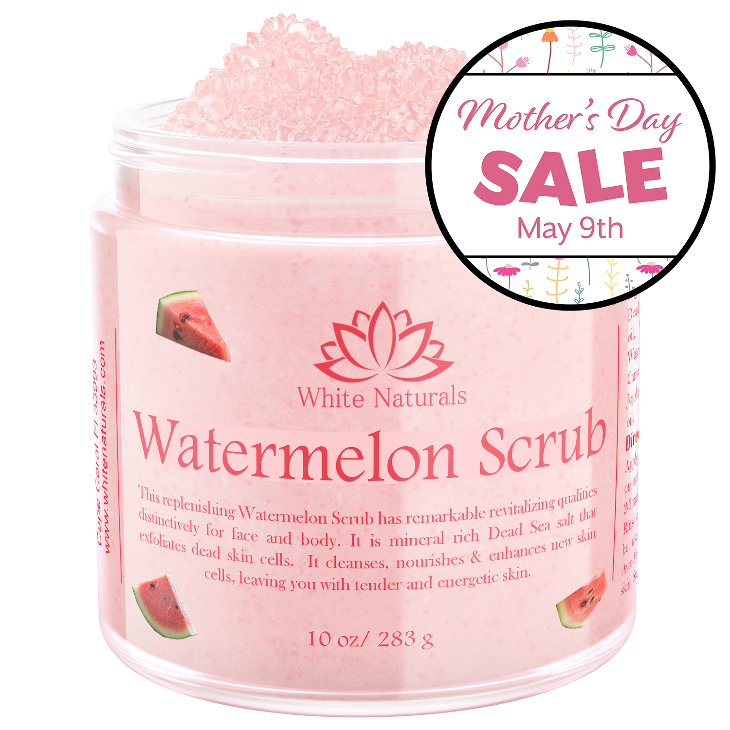 Watermelon Scrub, Organic Face & Body Scrub, Bath Scrub, Gently