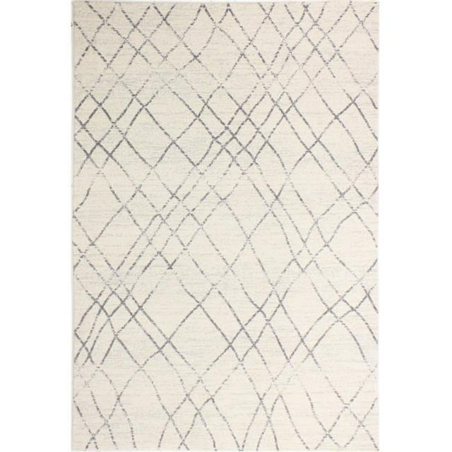 Bashian E110-IVGY-9X12-5364 Everek Collection Geometric Contemporary Polypropylene Machine Made Area Rug, Ivory & Grey - 8 ft. 6 in. x 11 ft. 6 in.
