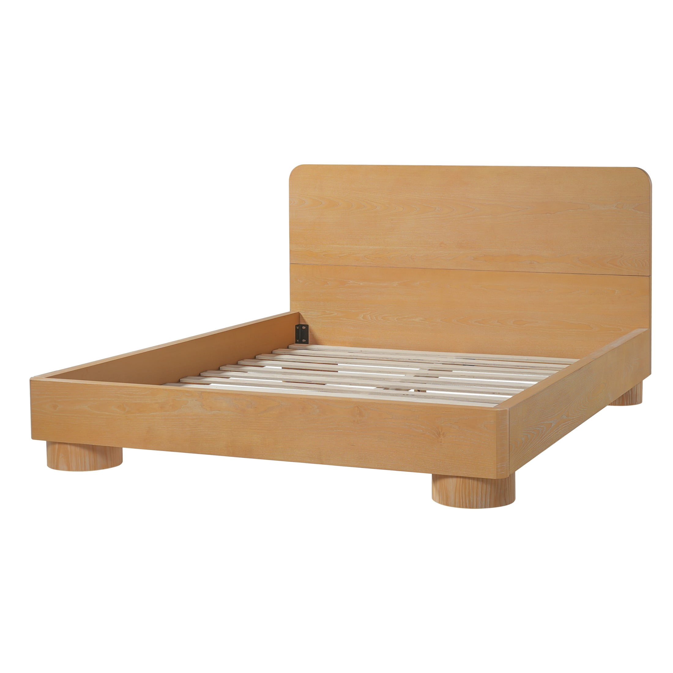 Christopher Knight Home Queen Modern Platform Bed with Rounded Headboard, Wood Frame, Natural Finish