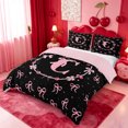 thumbnail image 2 of meiyoeat Pink Bow Monogrammed C Bedding,3D Cartoon Pearl Duvet Cover Full For Girl,Pink Reversible,3pcs,1 Duvet Cover and 2 Pillowcases, 2 of 6