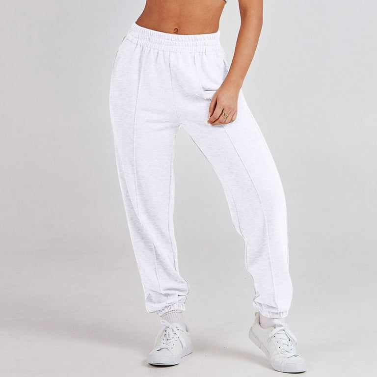 BLVB Womens Cinch Bottom Sweatpants High Waist Sporty Gym Athletic Jogger  Pants Casual Baggy Lounge Trousers with Pockets