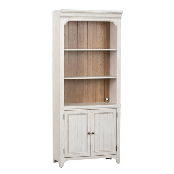 Liberty Furniture Industies, INC Farmhouse Reimagined Bookcase in Antique White w/ Chestnut Top