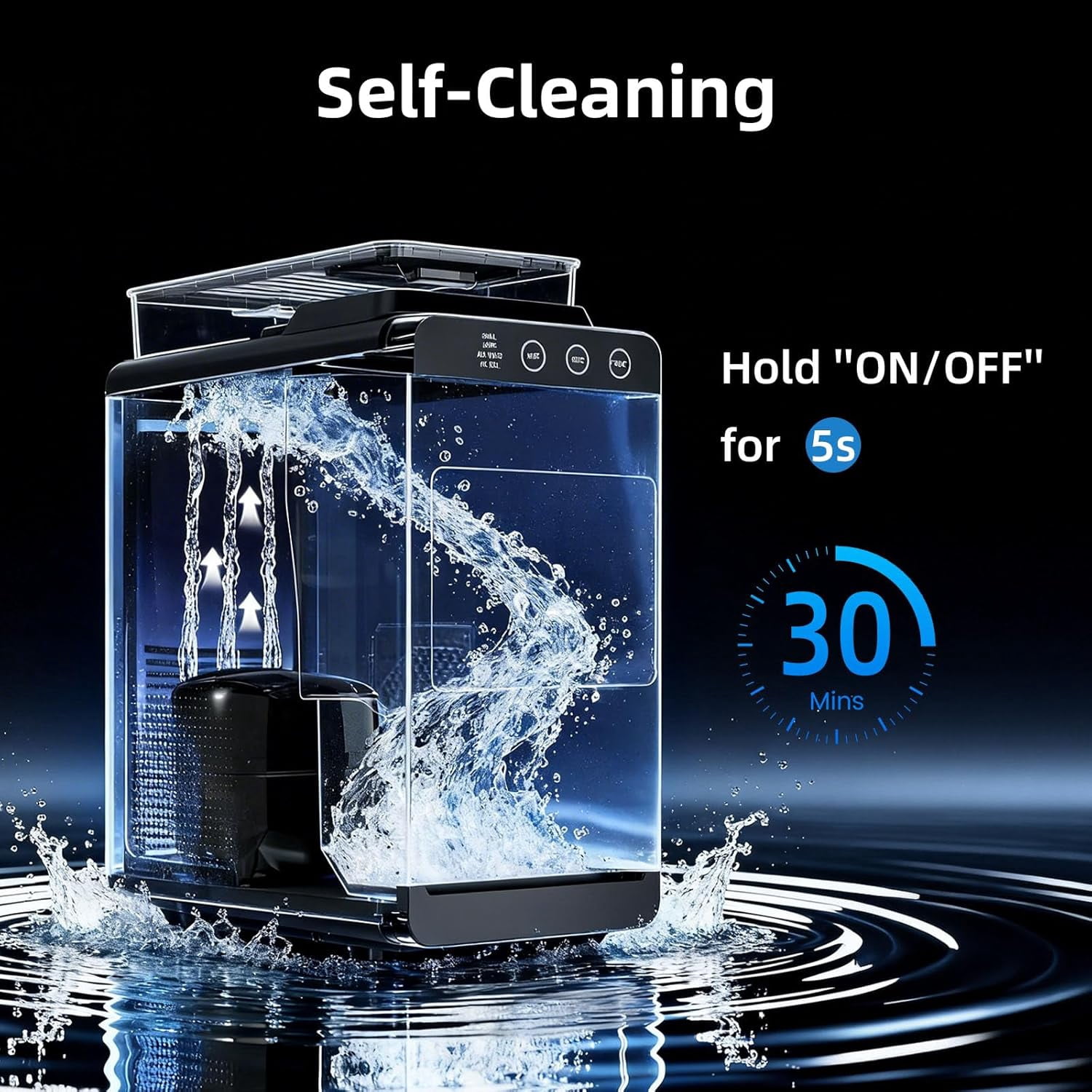 Ice Makers Countertop,26Lbs/24H,8Pcs in 6Mins,Portable Ice Maker Machine with 1.2 L Water Tank,Self-Cleaning,Interior Lighting,2 Sizes of Bullet Ice for Home/Kitchen/RV/Camping(Stainless Steel)
