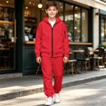 thumbnail image 4 of Girls' Clothing Sets Sweatsuit Causal Zip Up Hoodie Sweatshirt and Sweatpants Girls Clothes Fall Trendy Y2k Girls Athletic Sets Red 12-13 Years, 4 of 7