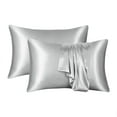 thumbnail image 1 of Housse de Coussin à Moins de 10 Ans 2 Pcs Taille Standard Satin avec Fermeture Enveloppe Gris, 1 of 7
