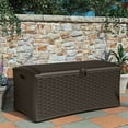 thumbnail image 3 of Suncast Coffre de Terrasse de Rangement Extérieur en Résine Osier de 72 Gallons, Brun (Lot de 4), 3 of 5