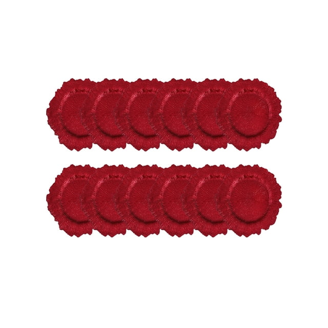 12 Pcs, 12.6 Pouces, Plaques de Chargeur en Plastique Récif, Réutilisables et Résistantes aux Chocs Parfaites pour Mariage, Fête, Noël Rouge 13 Pouces