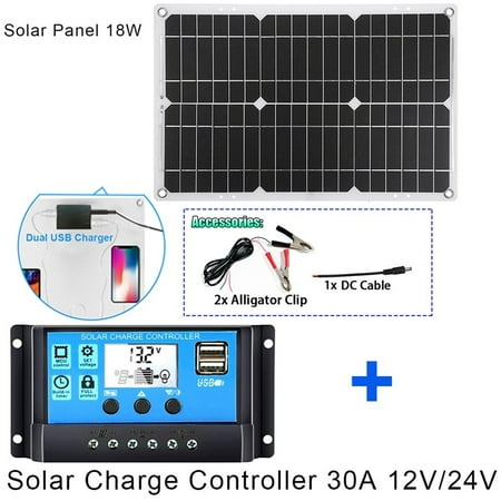 

Solar Panel 18W Kit Solar System Complete With Controller 30A Dc12/24V