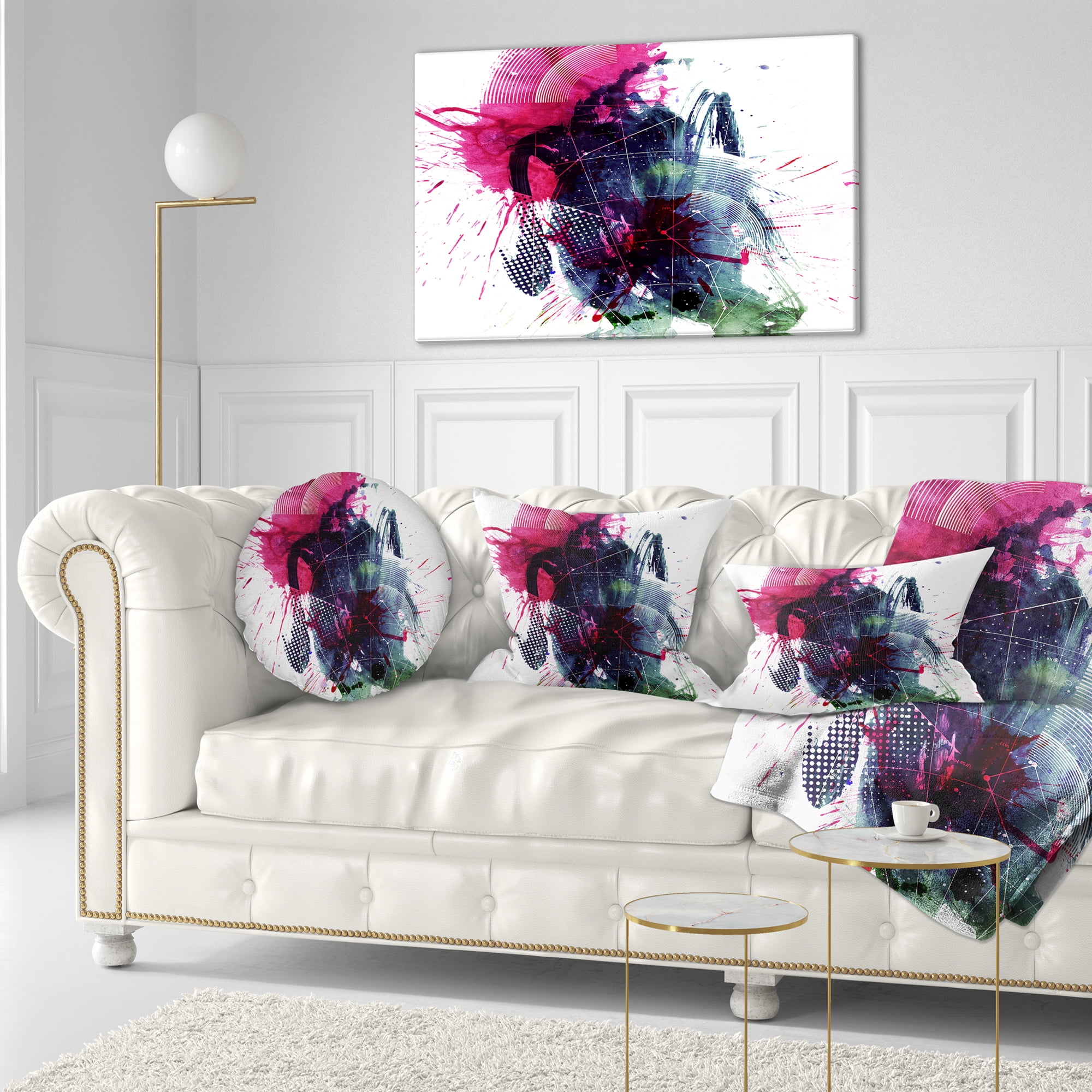 Designart Multicolor Abstract Stain - Abstract Throw Pillow - 12x20