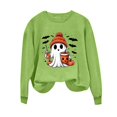 thumbnail image 5 of DIOAZUD Halloween Sweatshirts Women Spooky Ghost Print Pullovers Soft Holiday Crewneck Long Sleeve Sweater Tops Halloween Costumes Green S-XXL, 5 of 6