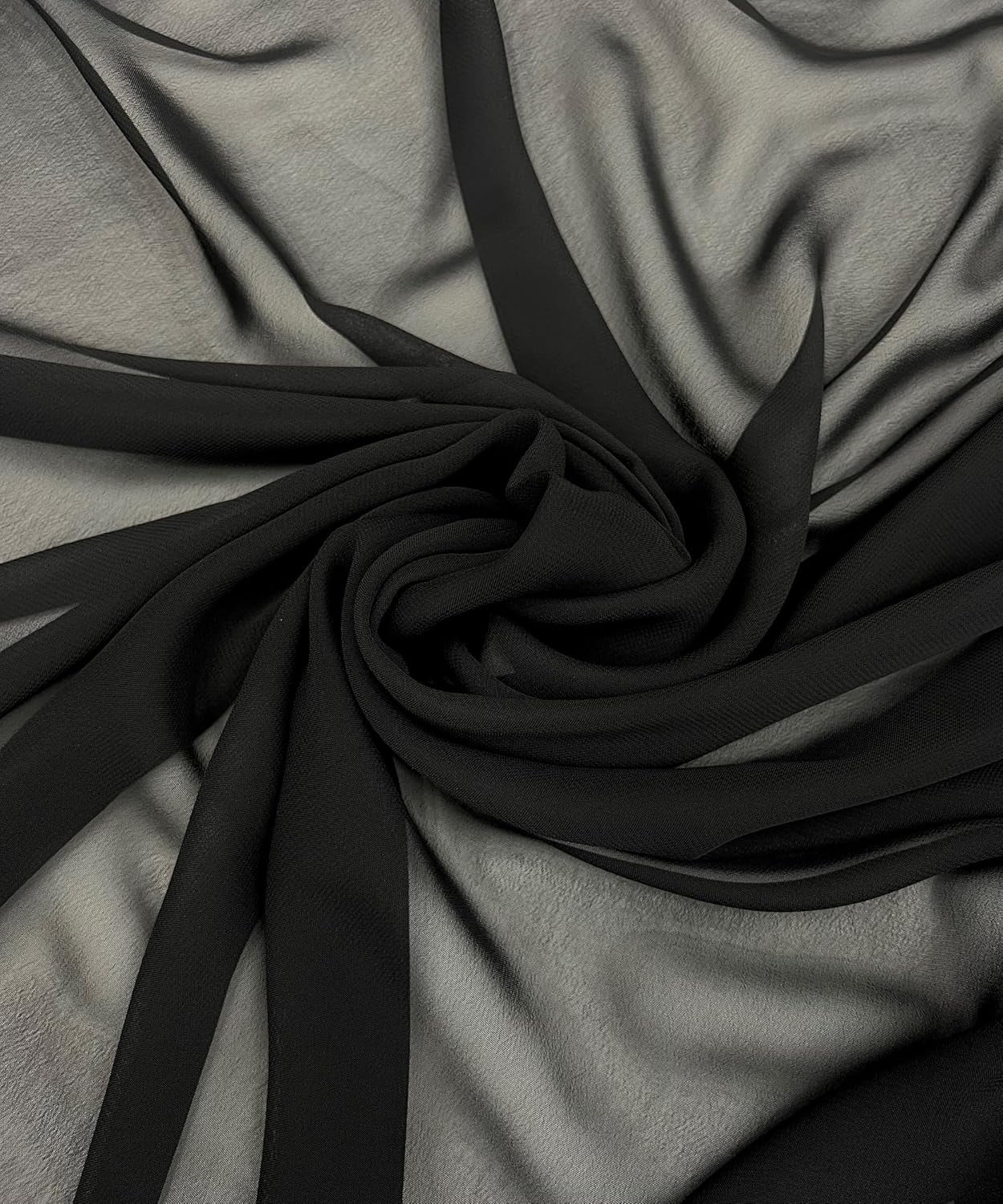 10 Yard (Black) Matte Chiffon Fabric by the yard, sheer soft fabric for wedding, arch draping, baby shower, chuppah, drapery fabric